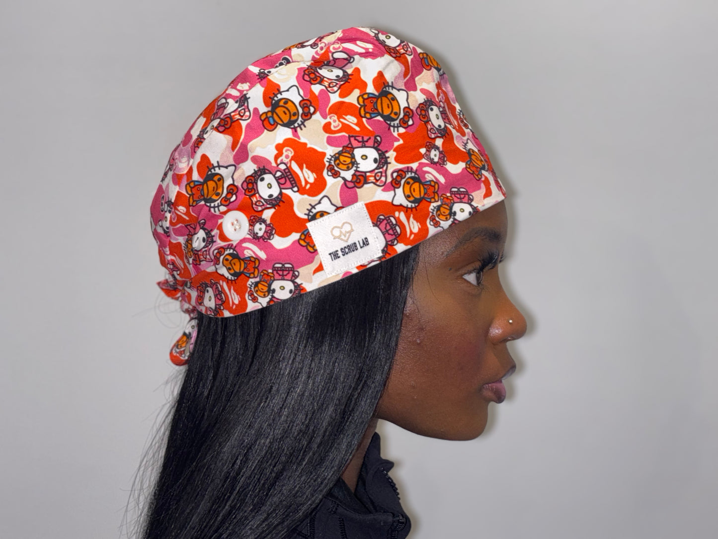 Hot Girl Pink Army Fatigue Scrub Cap